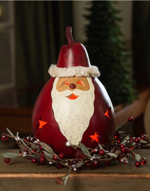 Meadowbrook Gourds Santa Medium Lit Gourd! New