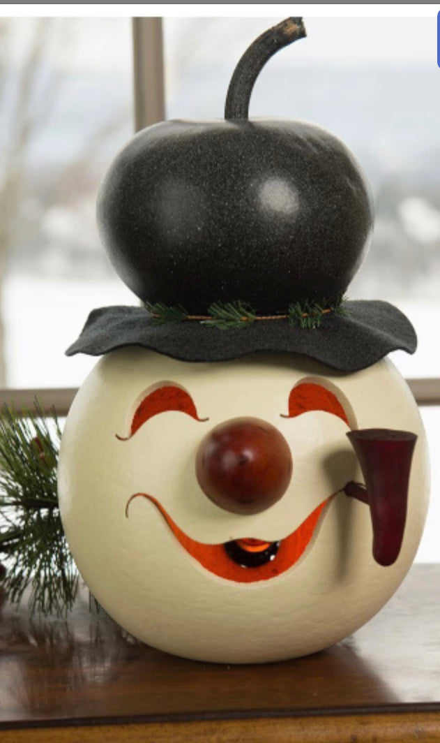 Meadowbrook Gourds Snowman Medium Lit Gourd! New