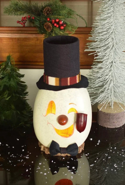 Meadowbrook Gourds Snowman Winking Medium Lit Gourd! New
