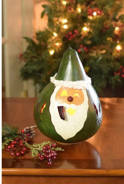Meadowbrook Gourds Santa Medium Lit Gourd! Green! New