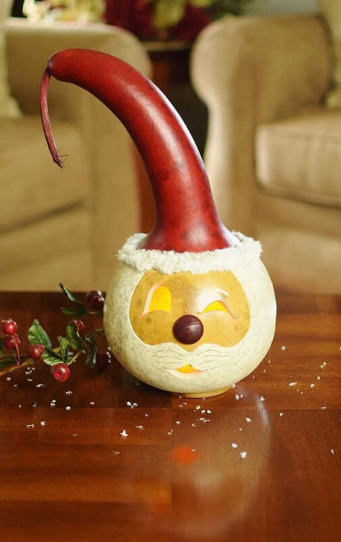 Meadowbrook Gourds Santa-medium lit Gourd! New