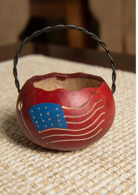 Meadowbrook Gourds American Flag Gourd Basket NEW