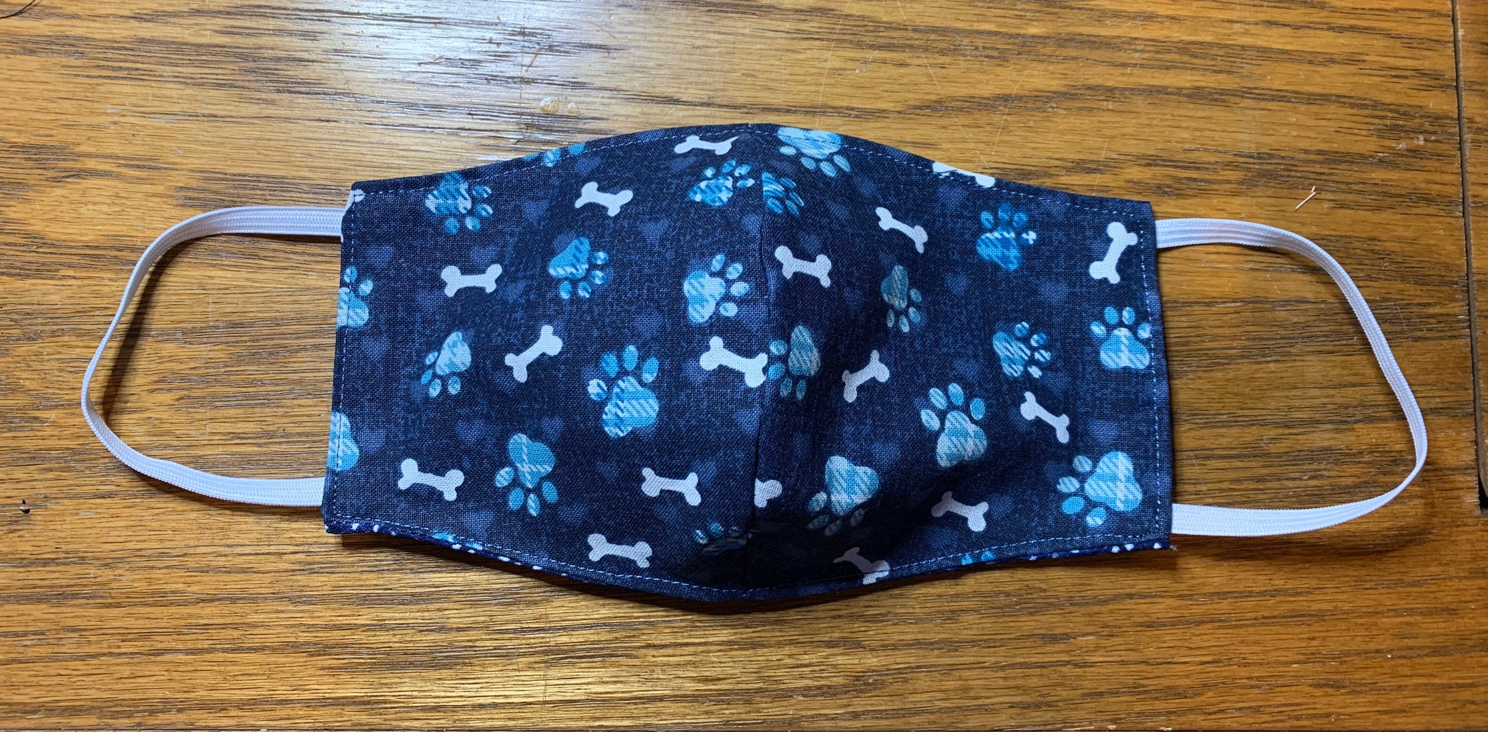 Dog Bone/Paw Face Mask Reversible & Washable! NEW