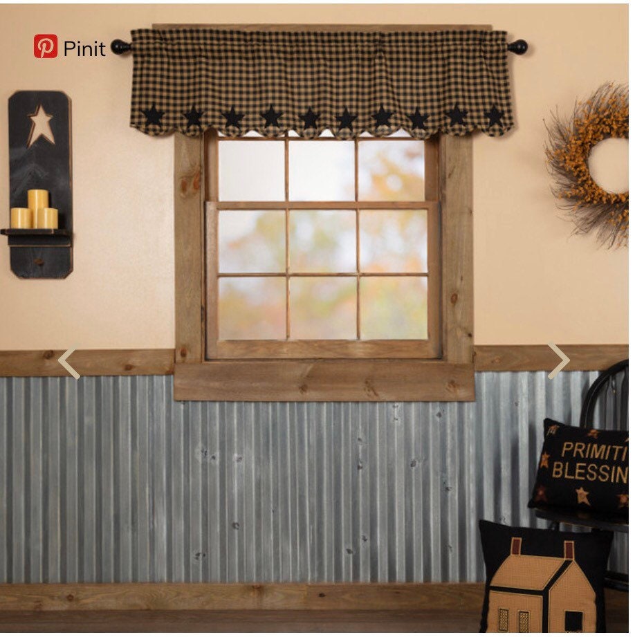 Black Star Scalloped Valance 16 x 60 NEW