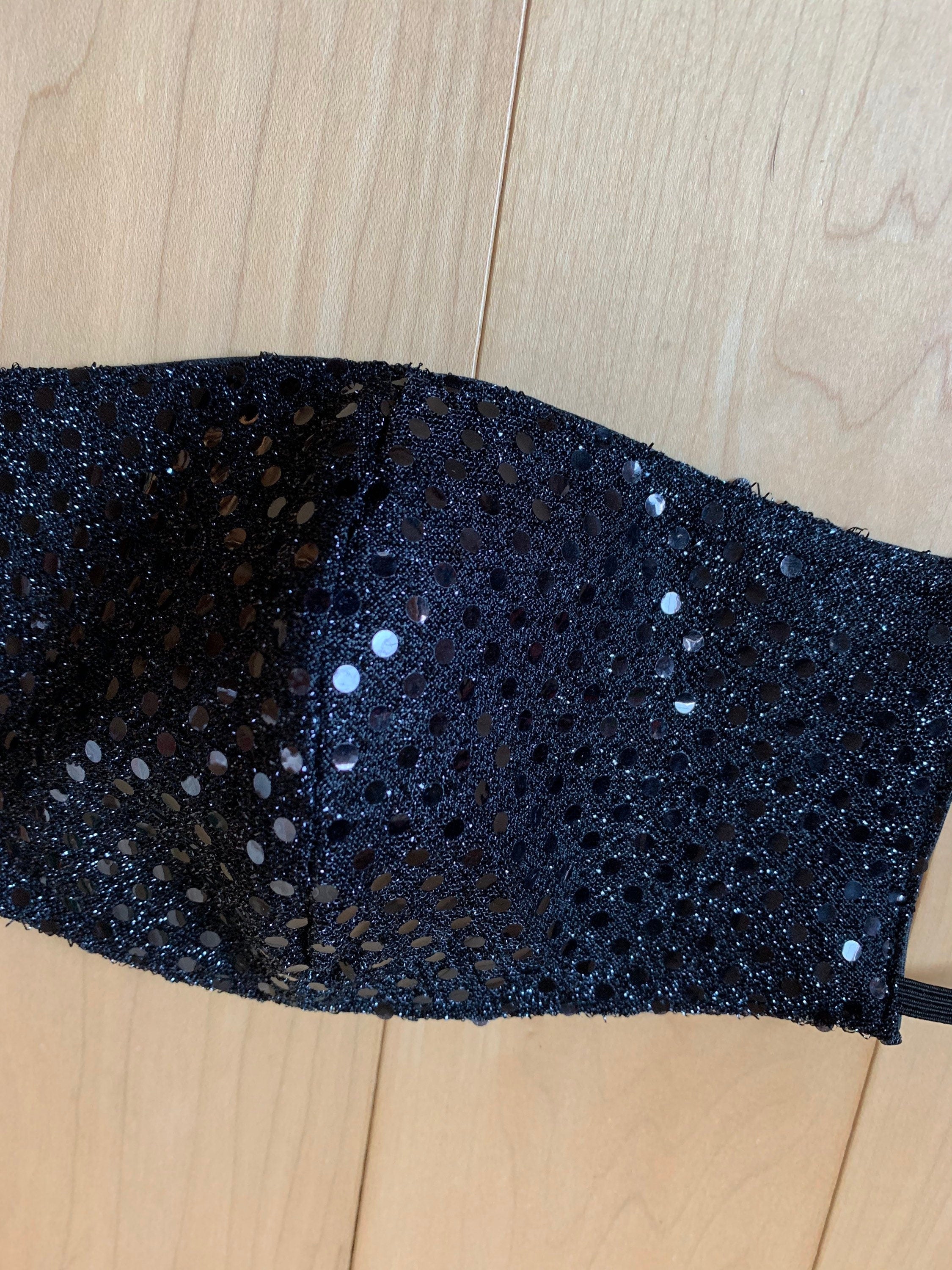 Black Sequins Glitter Reversible and Washable Face Mask! New