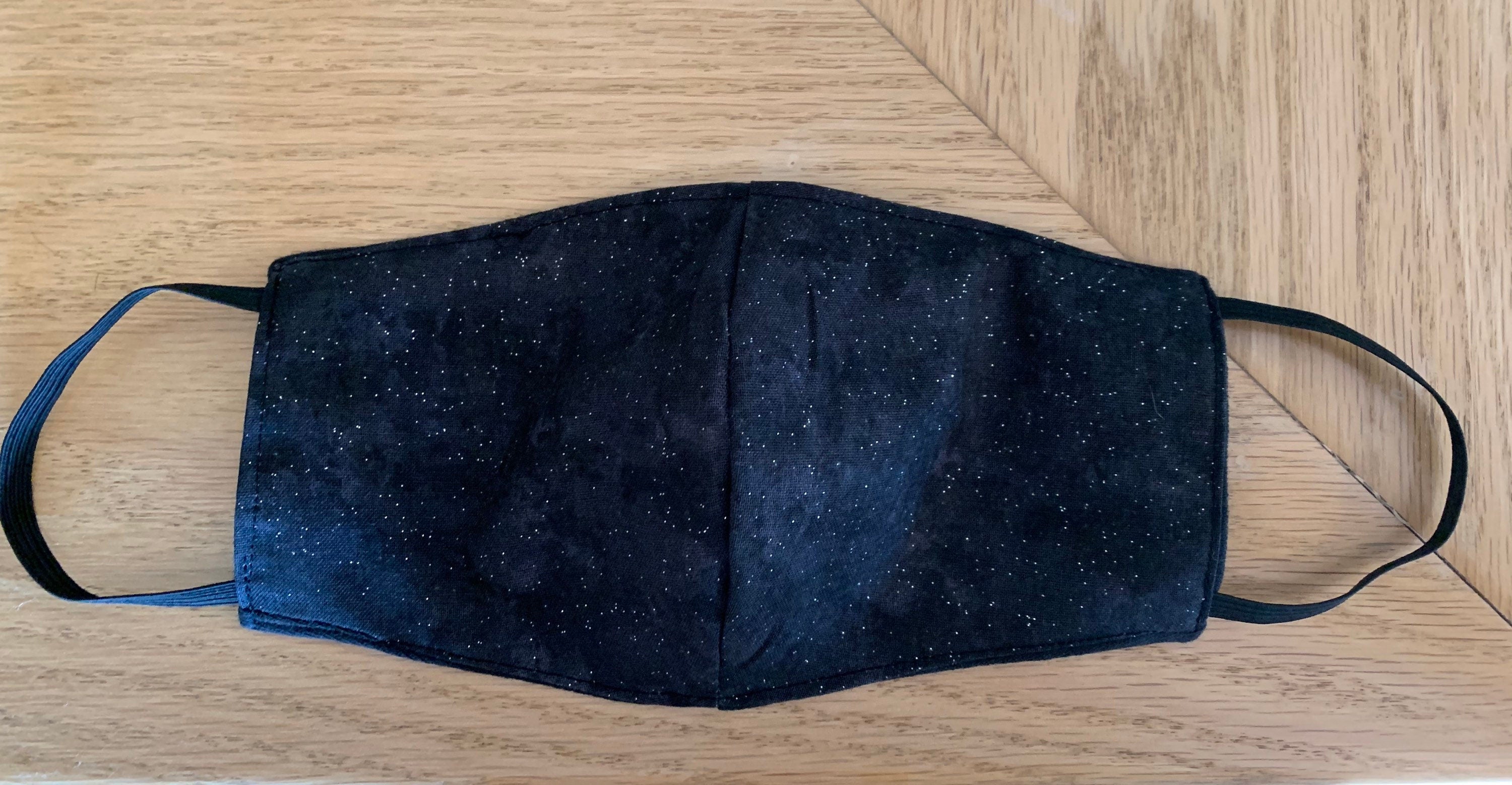 Black Knit and Black Glitter Reversible and Washable Face Mask!New!