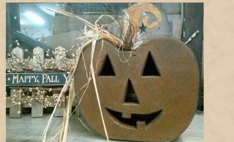 Pumpkin Head Fall Decoration! Unique!