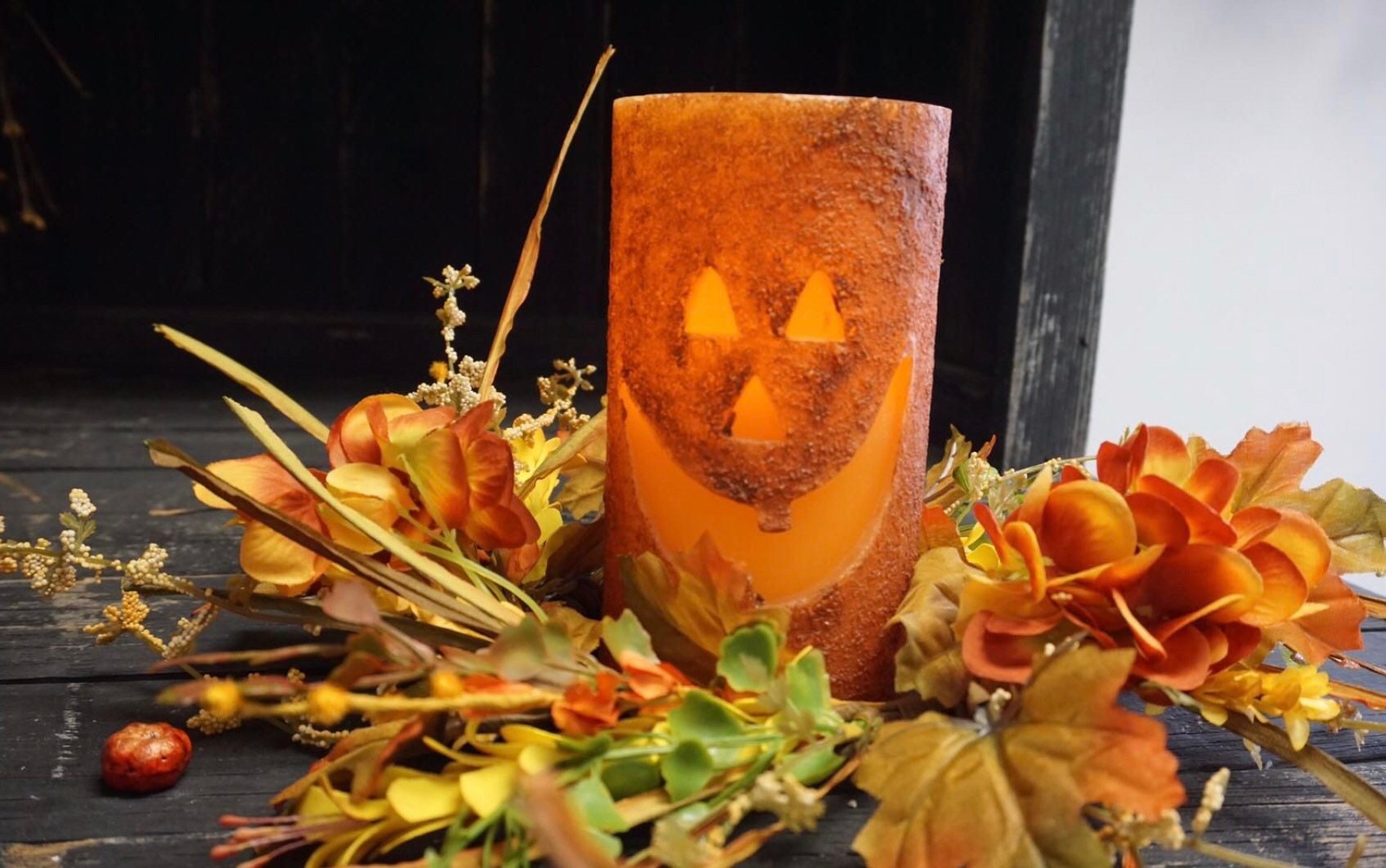 Jack-O-Lantern Silicone Dip LED Candle 3in by 6in! NEW
