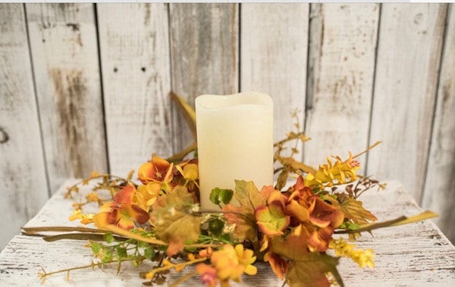 Fall Hydrangea 4.5 inch Candle Ring NEW