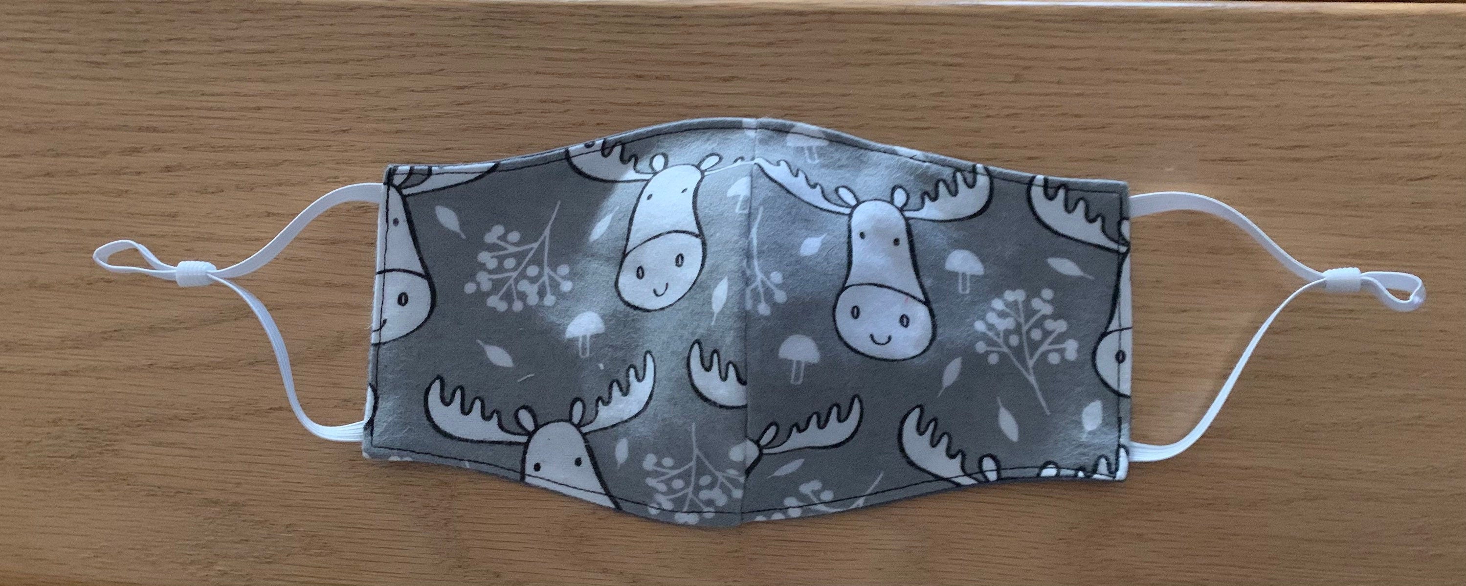 Gray Moose adjustable Face Mask Reversible & Washable! NEW