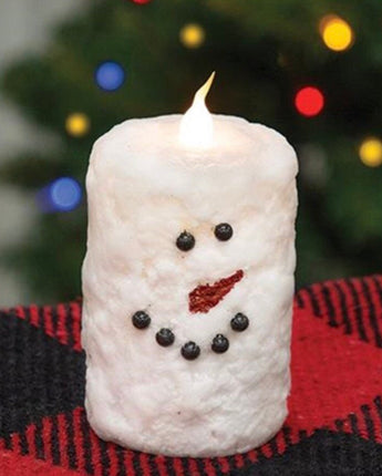Snowman Votive Timer Pillar 2” x3” New