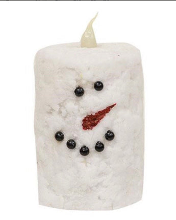 Snowman Votive Timer Pillar 2” x3” New