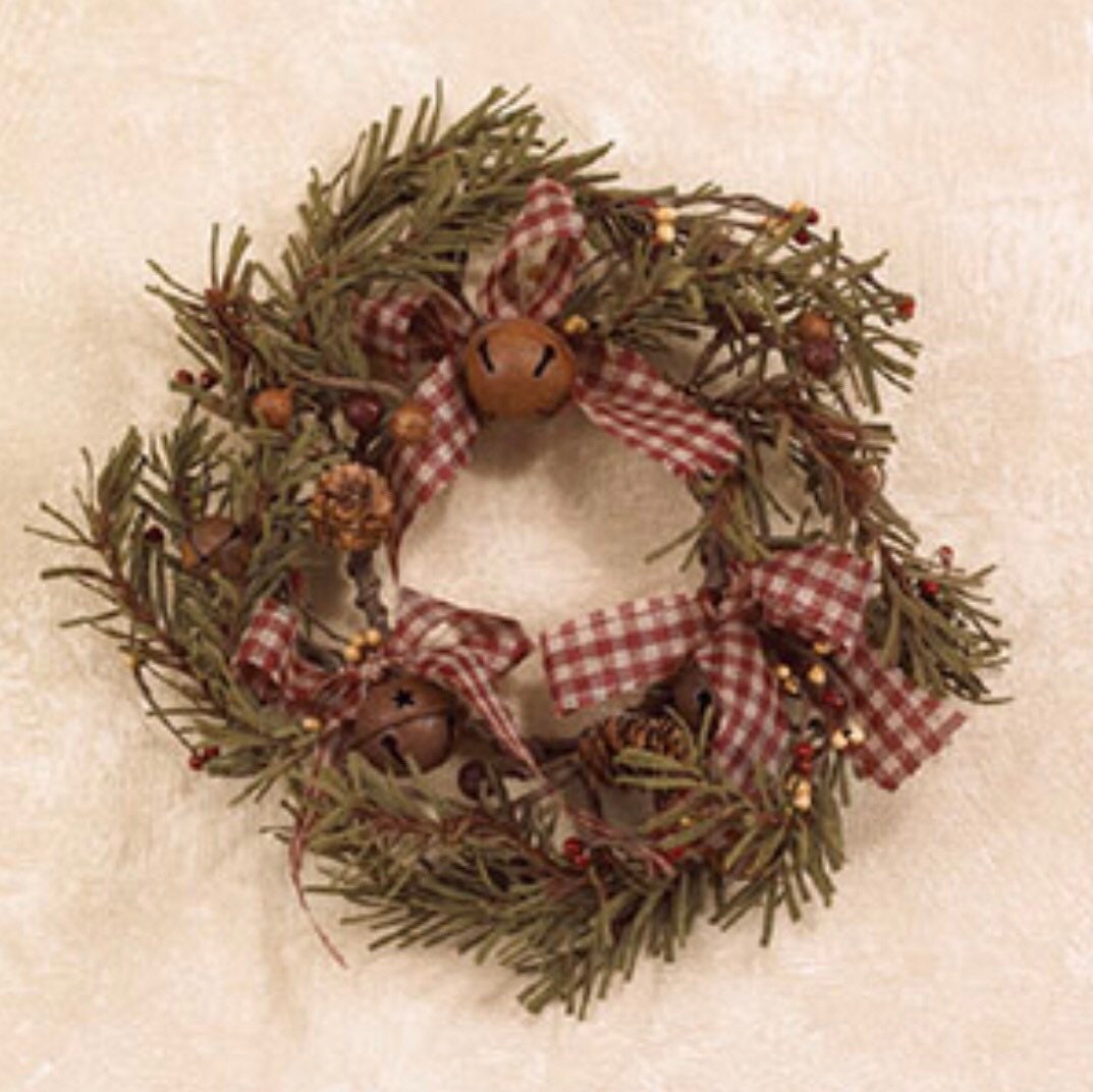 Primitive Christmas Candle Ring 3.5” NEW