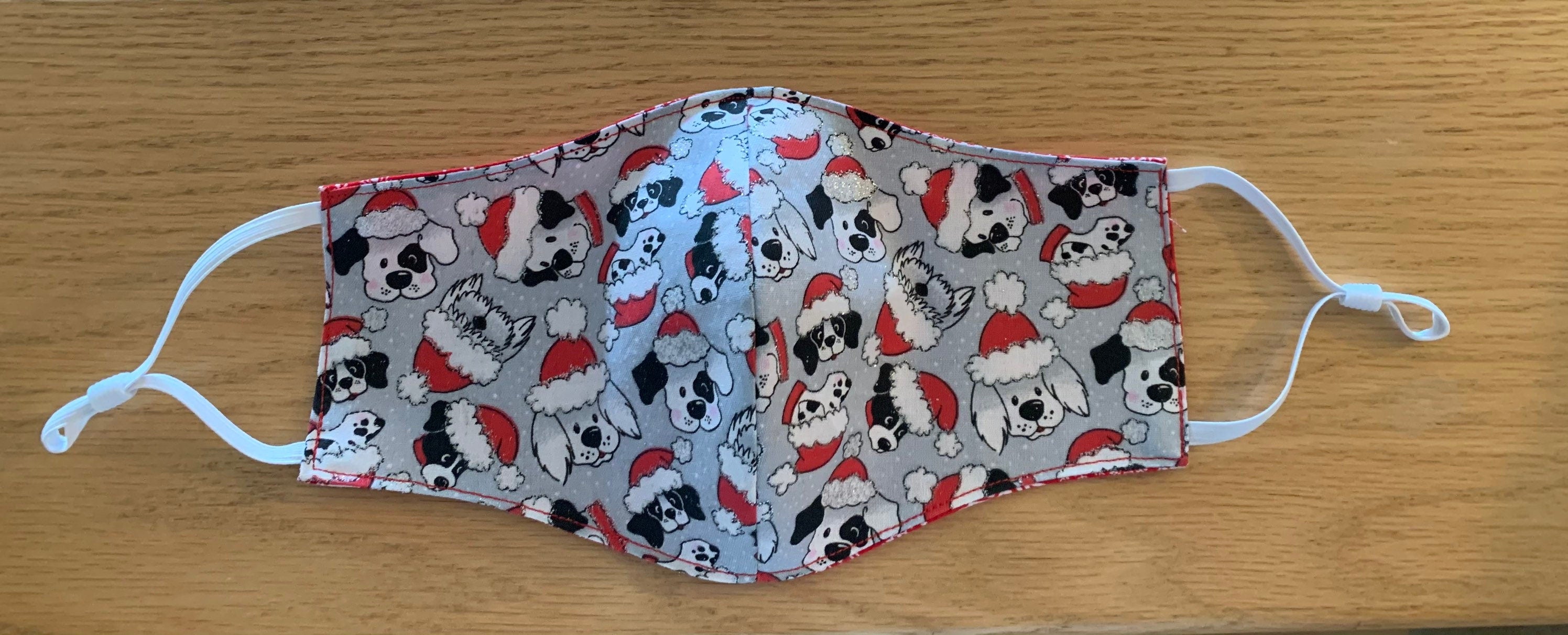 Christmas Dog adjustable Face Mask Reversible & Washable! NEW