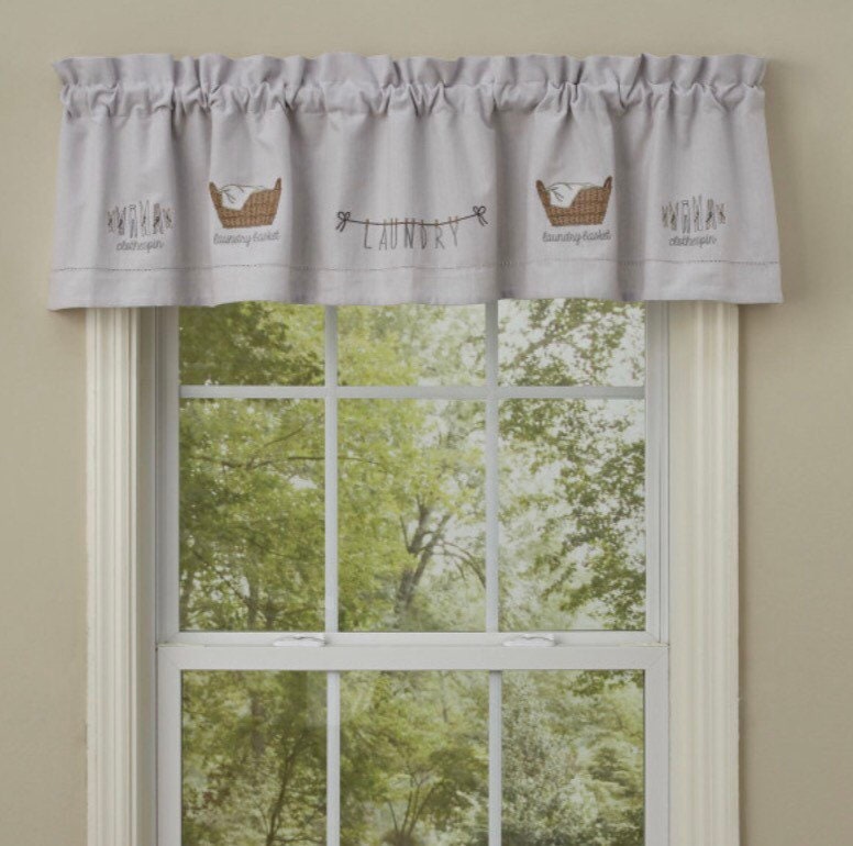 Laundry Embroidered Lined Valance (14 x 60”) NEW