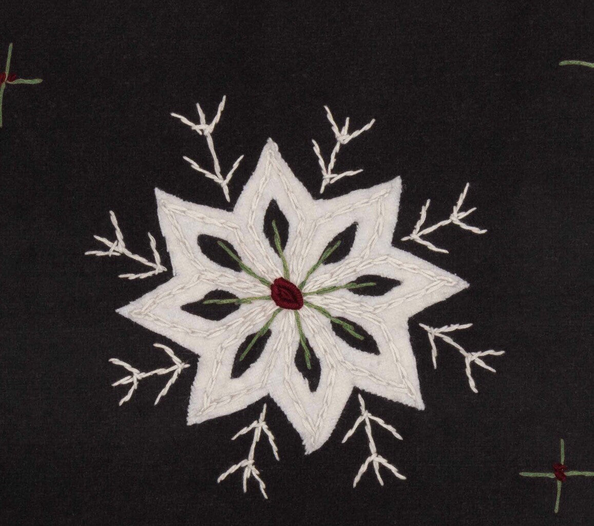 Christmas Snowflake Runner Felt Embroidery 8”x24 “NEW