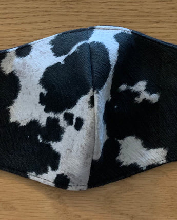 Cowhide Black Cream Reversible,Adjustable and Washable Face Mask NEW