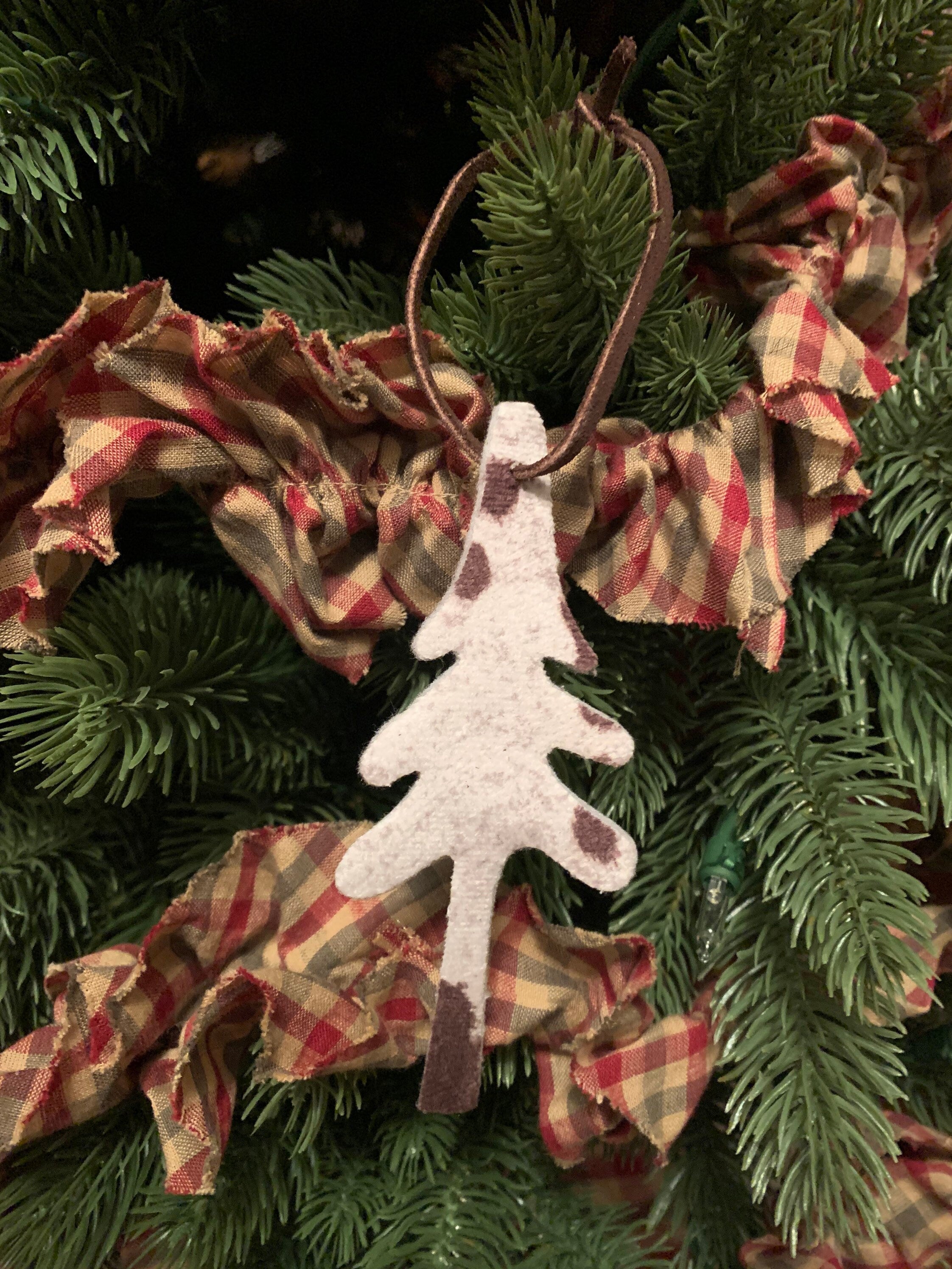 Cow Hide Christmas Ornaments!