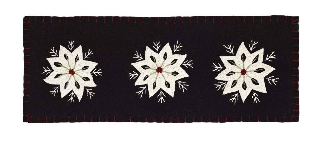 Christmas Snowflake Runner Felt Embroidery 8”x24 “NEW