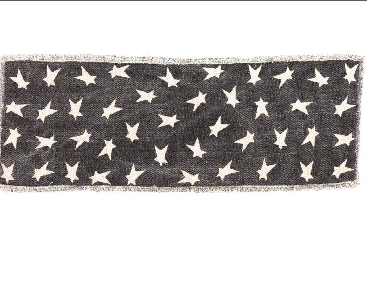 Black Primitive Star Table Runner  13”x 36”NEW