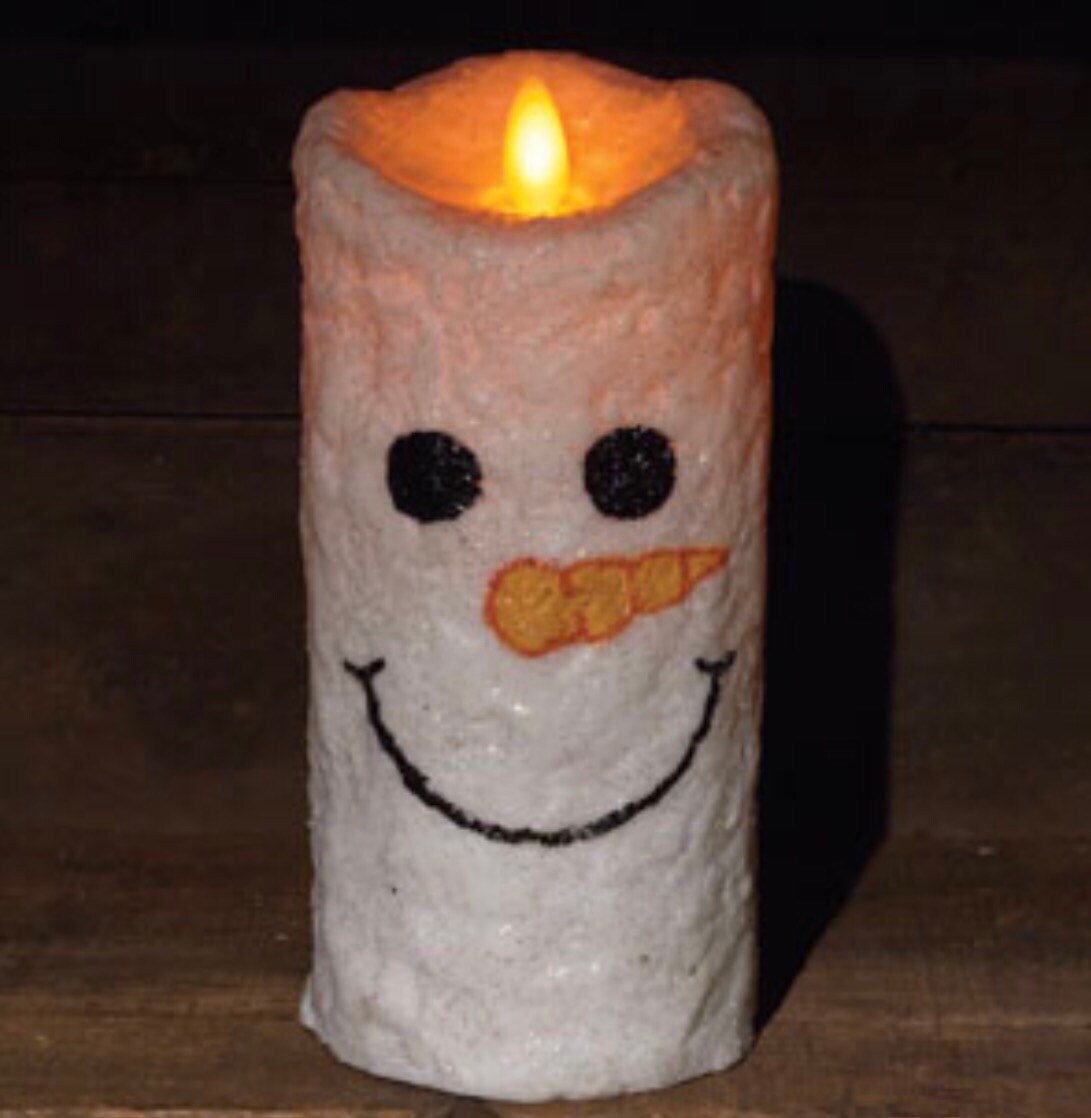 7” Snowman Realistic Timer Pillar—-New