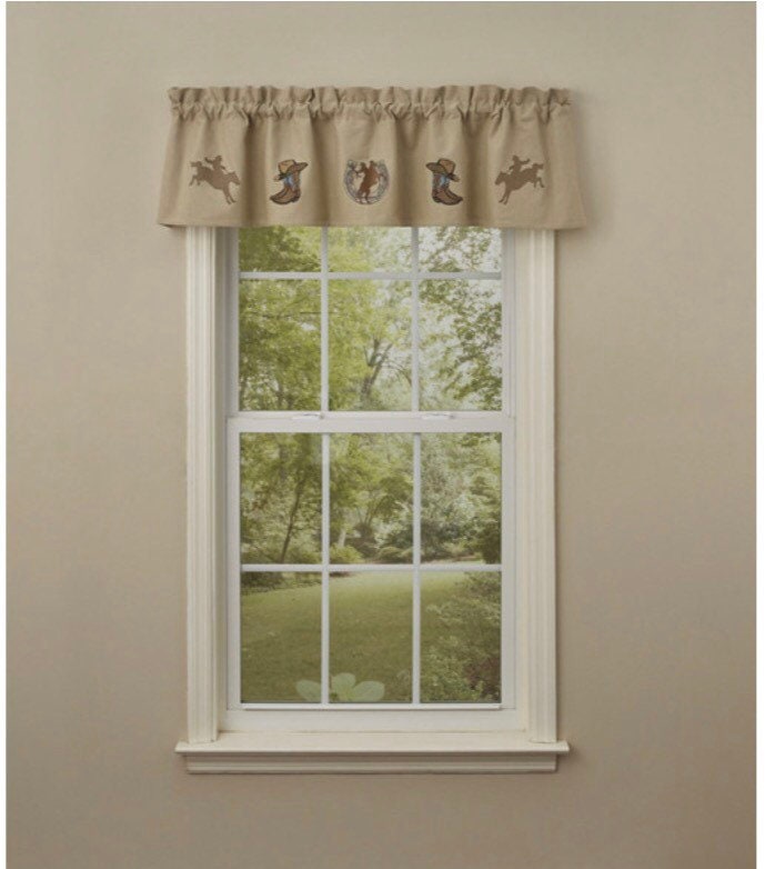 Western Embroidered Lined Valance (14 x 60”) NEW