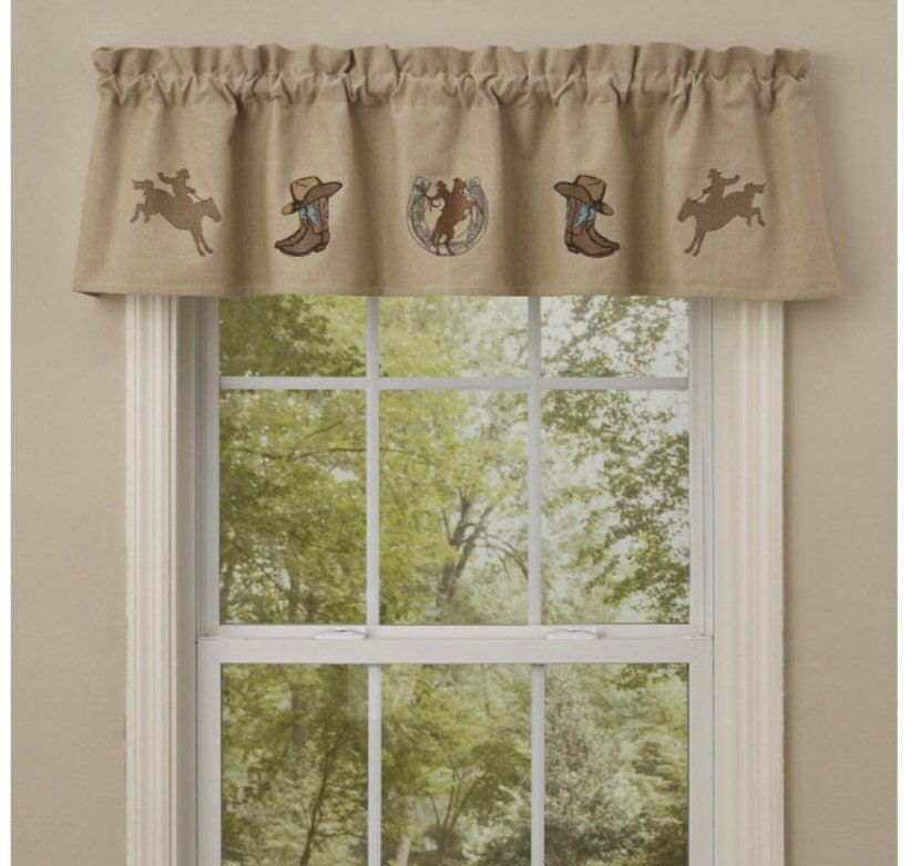 Western Embroidered Lined Valance (14 x 60”) NEW