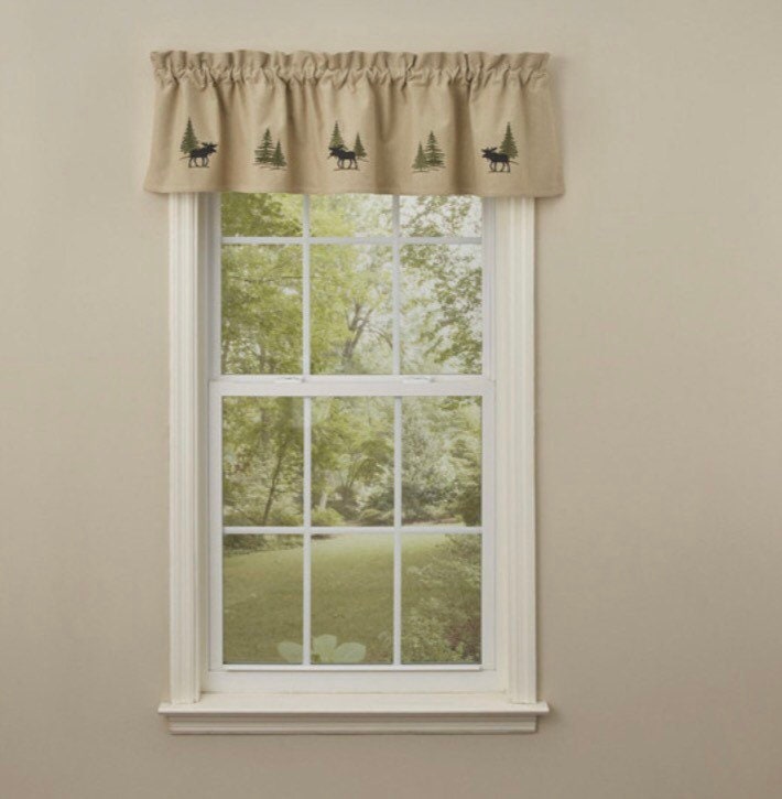Moose Embroidered Lined Valance (14 x 60”) NEW