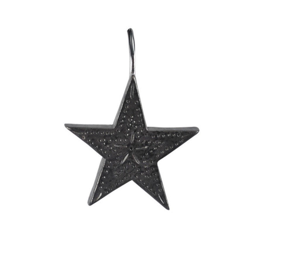 Tin Star Shower Curtain Hooks! Set 12