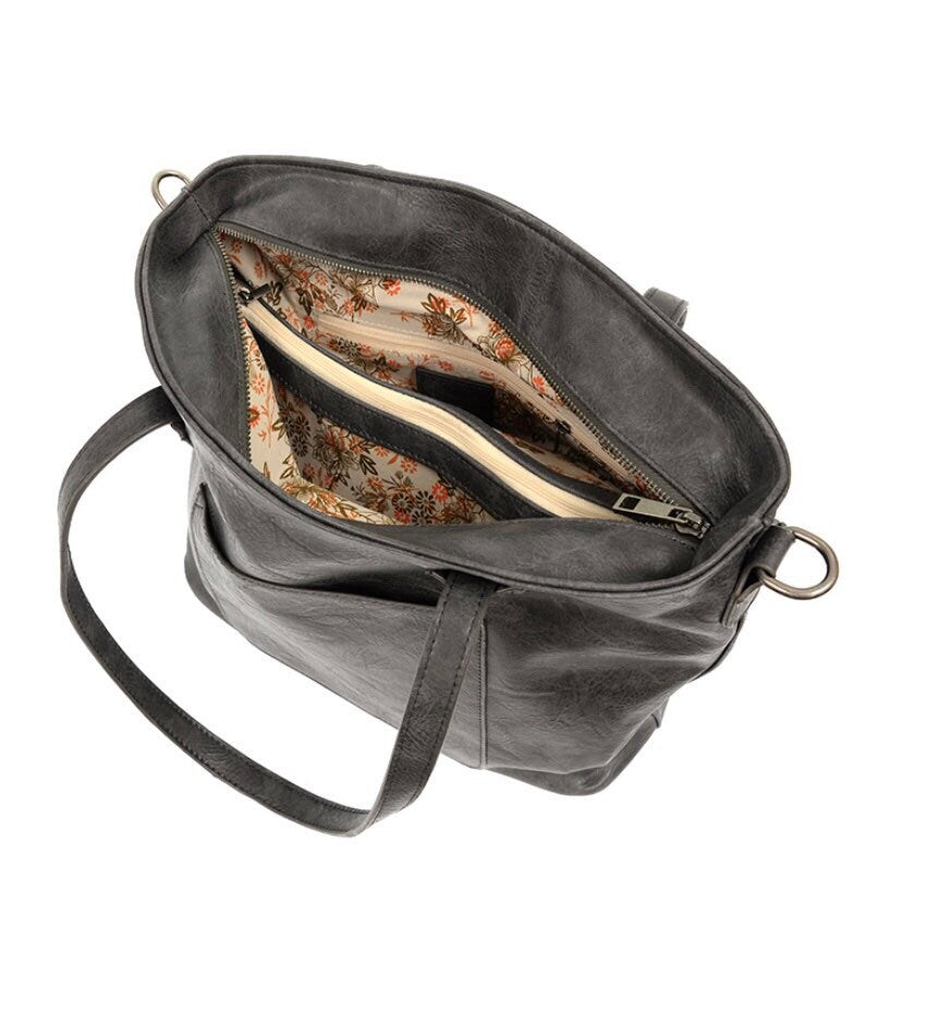 Storm Grey Terri Traveler Zip Tote Handbag! NEW