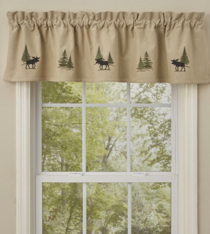 Moose Embroidered Lined Valance (14 x 60”) NEW