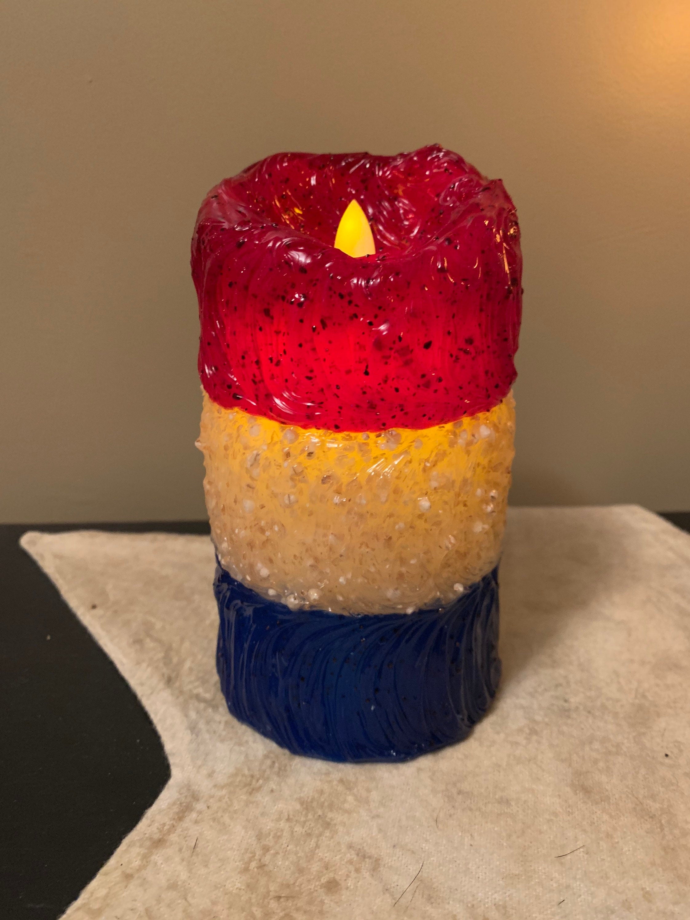 Americana Silicone dipped flameless Timer Candle 3” x 4”,3” x5” or 3” x 6” New