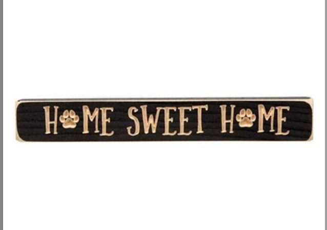 Pawprint Home Sweet Home Engraved Block, 12”