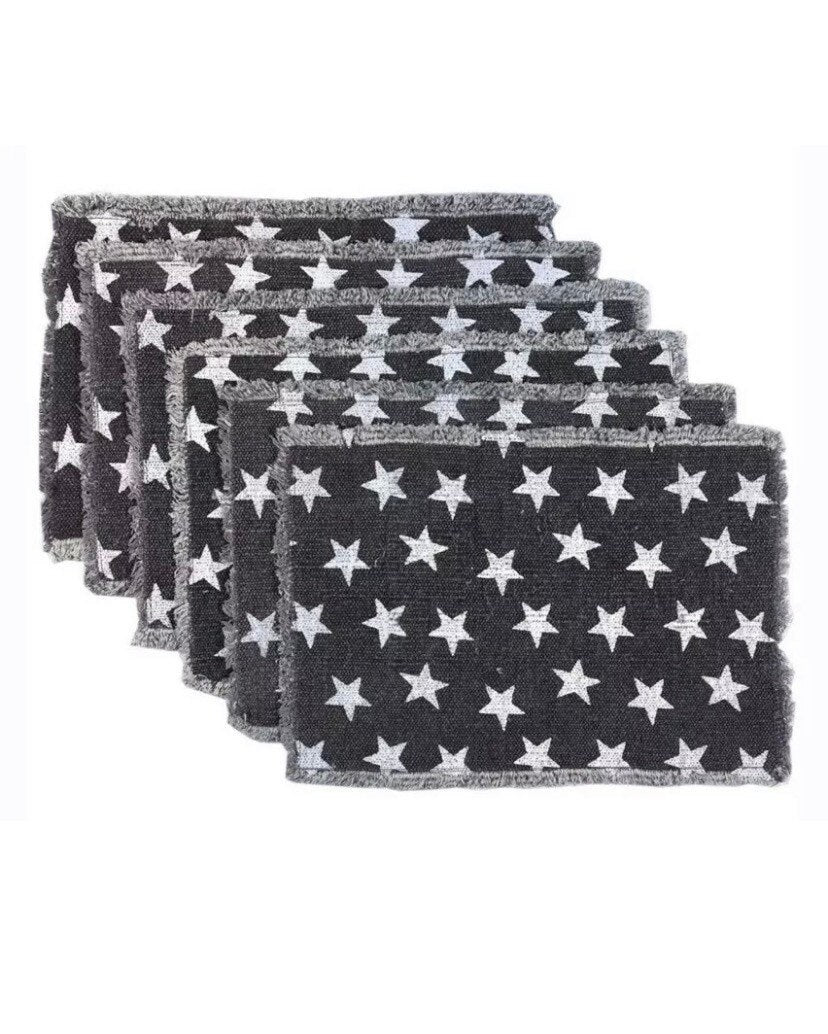 Multi Star Navy Placemat Set of 6 (12 x 18). New