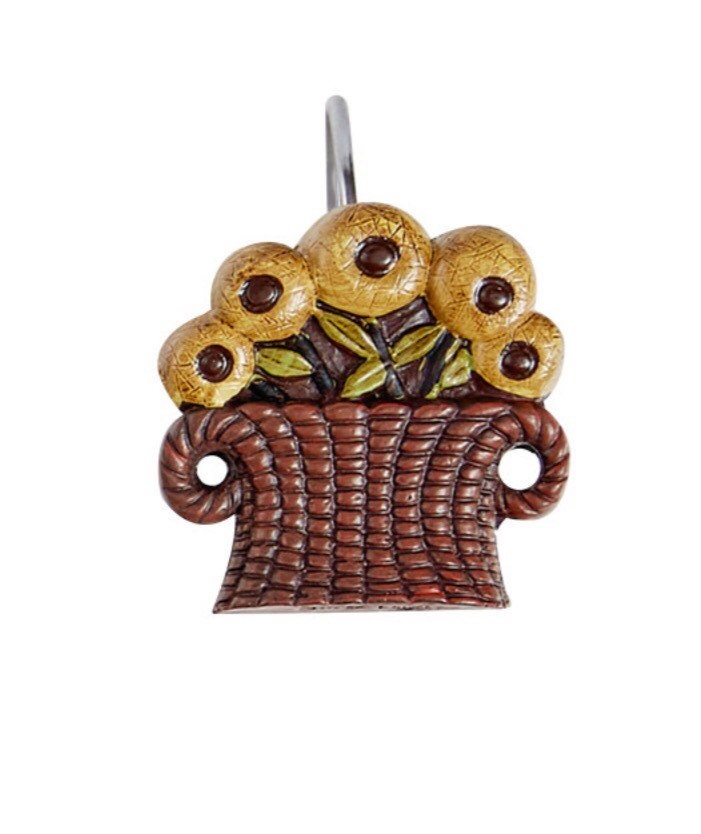 Folk Crow Shower Curtains Hooks (12 Hooks)