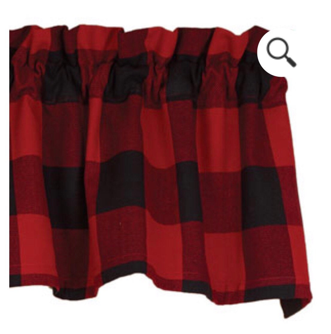 Red or White Buffalo Check Lined Valance (72x14”)