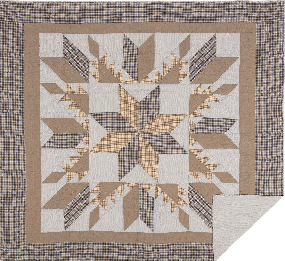 Dakota Star Farmhouse Blue King Quilt 105Wx95L with 2-Shams 21 x 37! NEW