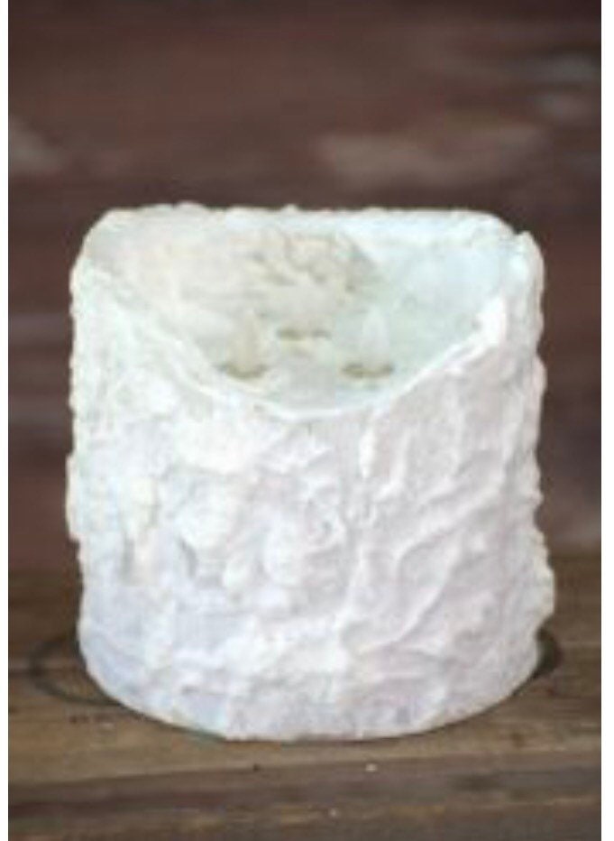 Bumpy White 3 Wick Moving Flame LED Candle 6in by 6in New