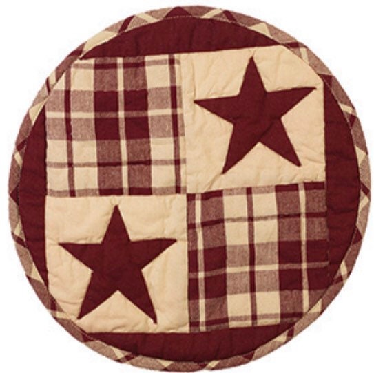 Burgundy Farmhouse Star Quilted Mat (15”)