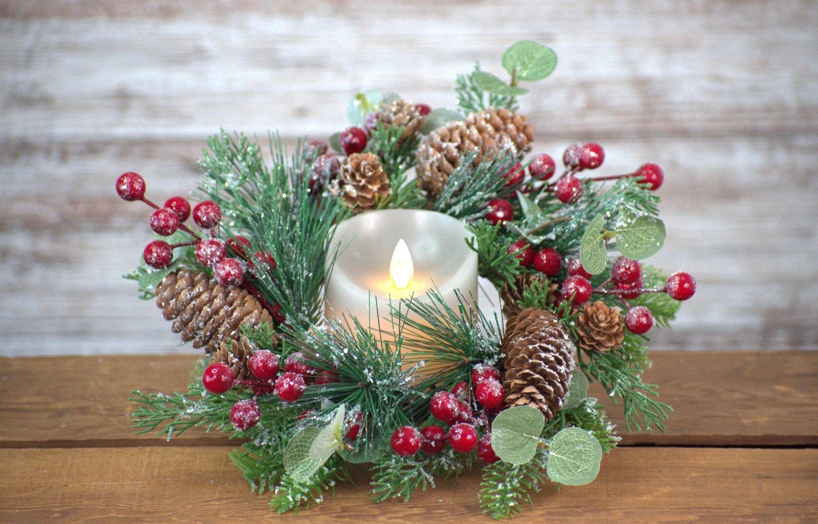 Red Icy Berry & Pine 4.5in Candle Ring! NEW