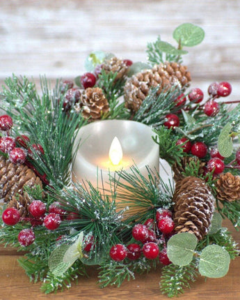 Red Icy Berry & Pine 4.5in Candle Ring! NEW