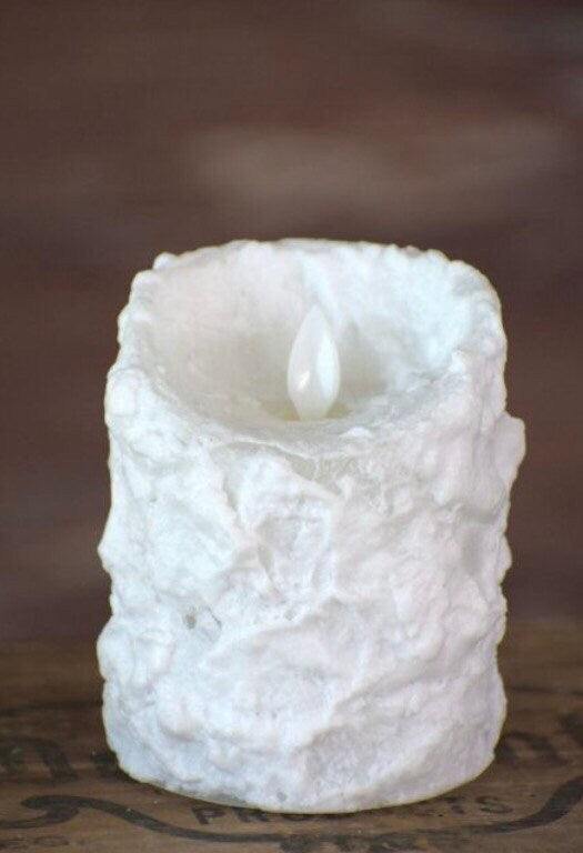 Bumpy White Moving Flame LED Candle Timer 3”x6” or 3”x4”New