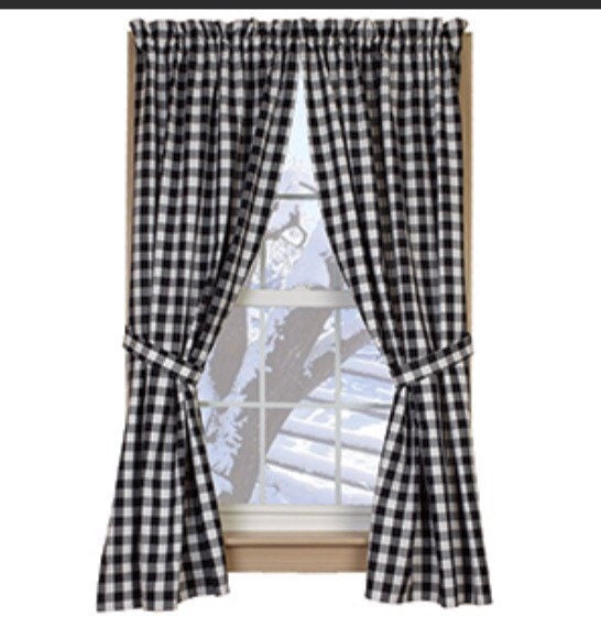84” Black Check Panels/Pair (72x84”)