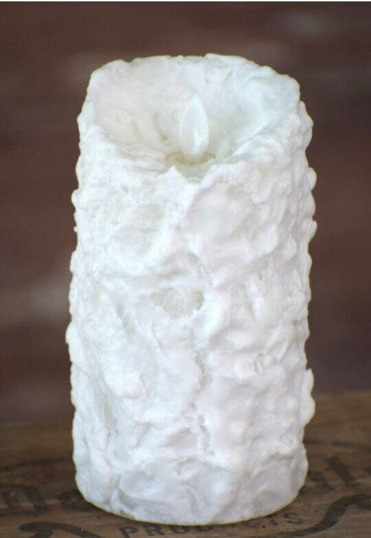 Bumpy White Moving Flame LED Candle Timer 3”x6” or 3”x4”New