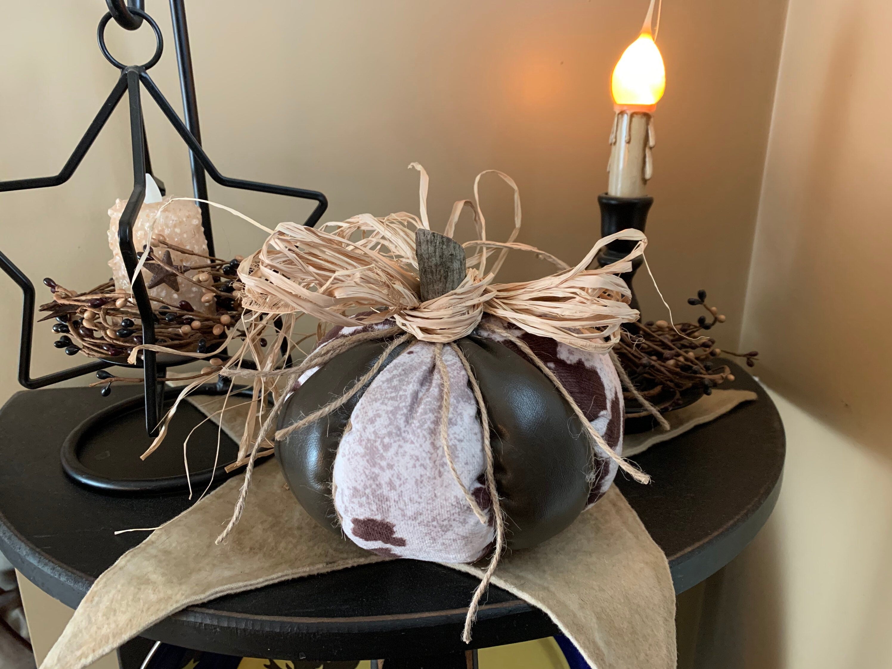 Cow Hide Pumpkin ! NEW
