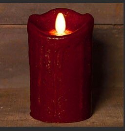 5” Ol Cranberry Realistic Pillar Timer! New