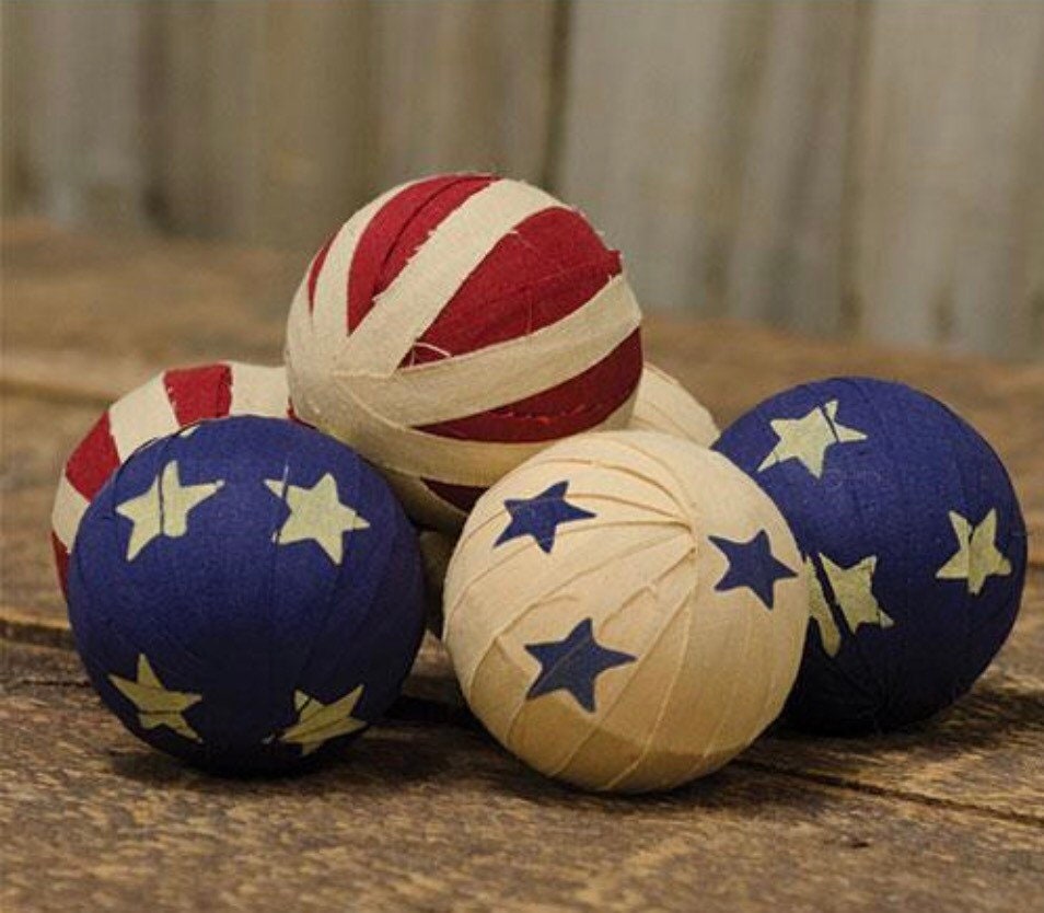 Americana Rag Balls Set of 6! NEW