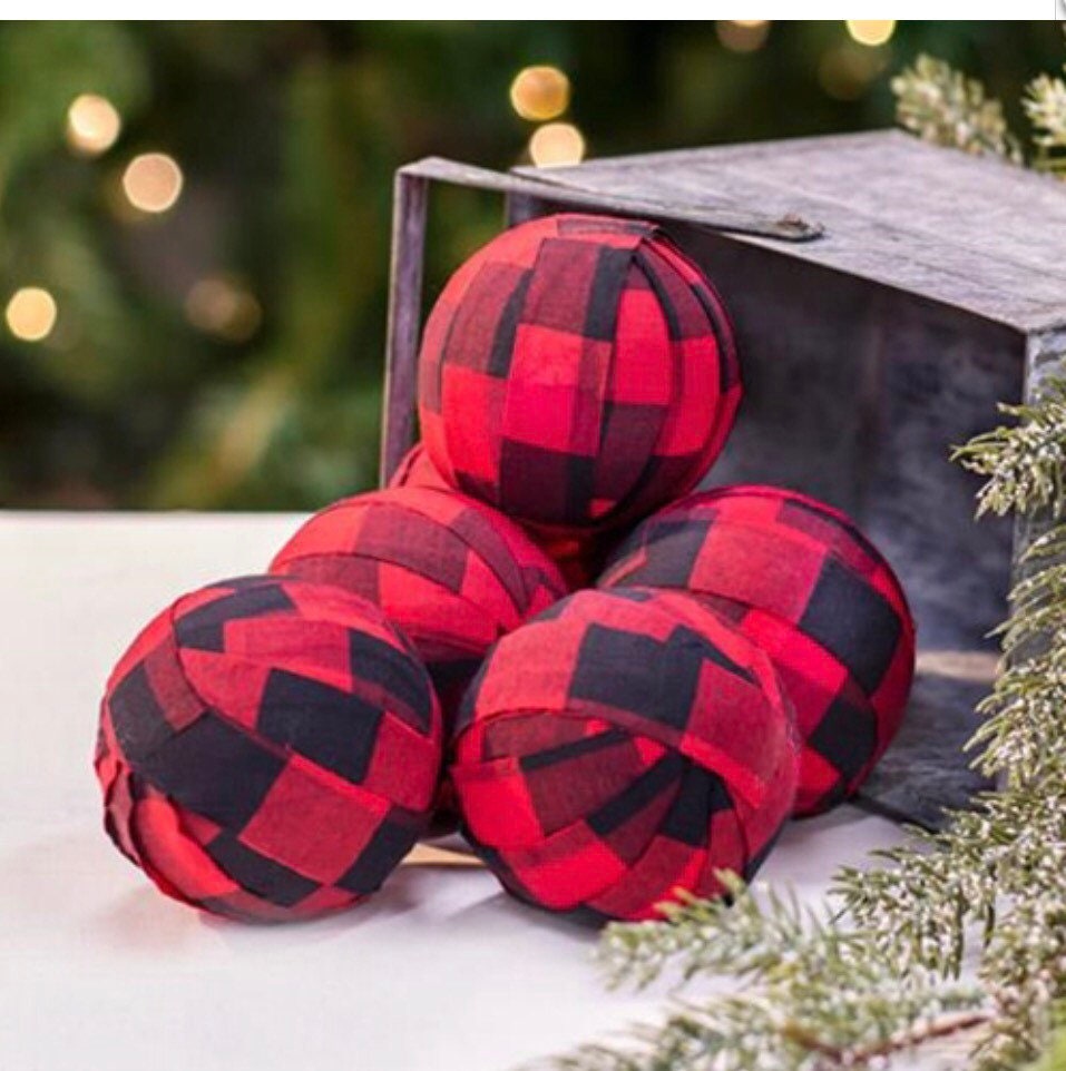 6/Set, Red Buffalo Check Rag Balls!