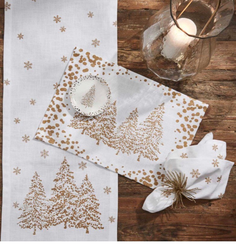 Golden Christmas Tree Table Runner 15” x 54”NEW