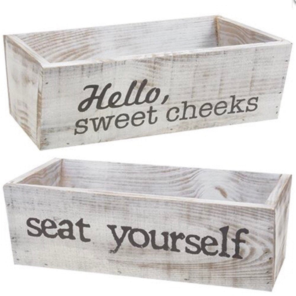 Hello Sweet Cheeks/Seat Yourself Reversible Toiletries Box NEW